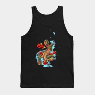 Colorful angry snake with flowers Tank Top